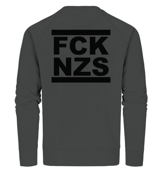 N.O.S.W. BLOCK Gegen Rechts Sweater "FCK NZS" beidseitig bedrucktes Männer Organic Sweatshirt anthrazit