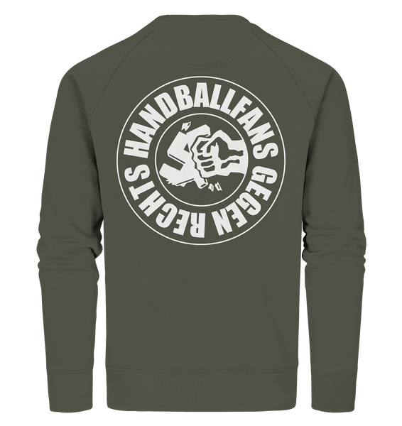 N.O.S.W. BLOCK Gegen Rechts Sweater "HANDBALLFANS GEGEN RECHTS" beidseitig bedrucktes Männer Organic Sweatshirt khaki