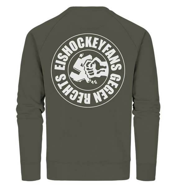 N.O.S.W. BLOCK Gegen Rechts Sweater "EISHOCKEYFANS GEGEN RECHTS" beidseitig bedrucktes Männer Organic Sweatshirt khaki
