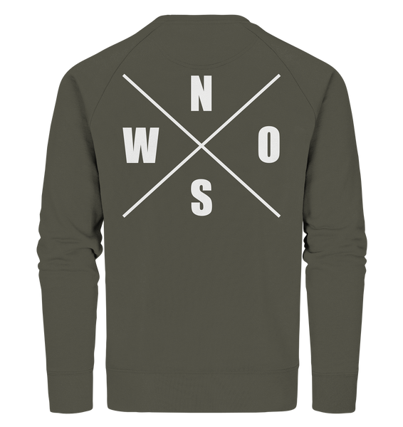 N.O.S.W. BLOCK Sweater "N.O.S.W. ICON" @ Front & Back Männer Organic Sweatshirt khaki
