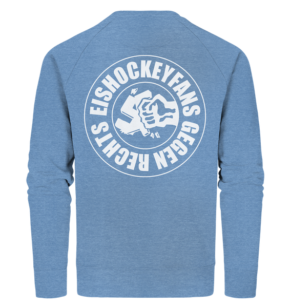 N.O.S.W. BLOCK Gegen Rechts Sweater "EISHOCKEYFANS GEGEN RECHTS" beidseitig bedrucktes Männer Organic Sweatshirt mid heather blue