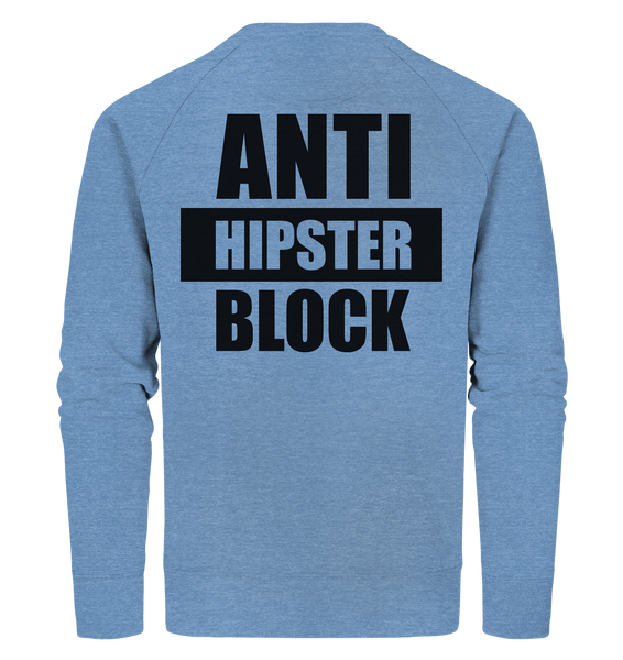 N.O.S.W. BLOCK Fanblock Sweater "ANTI HIPSTER BLOCK" Männer Organic Sweatshirt mid heather blue