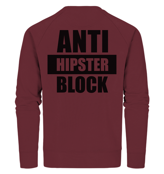 N.O.S.W. BLOCK Fanblock Sweater "ANTI HIPSTER BLOCK" Männer Organic Sweatshirt weinrot