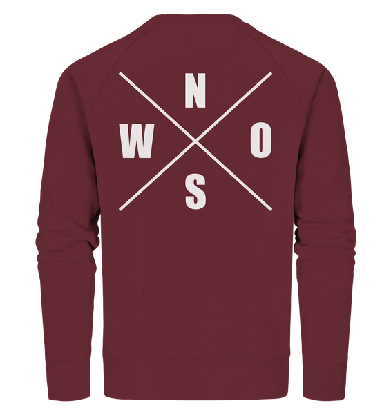 N.O.S.W. BLOCK Sweater "N.O.S.W. ICON" @ Front & Back Männer Organic Sweatshirt weinrot