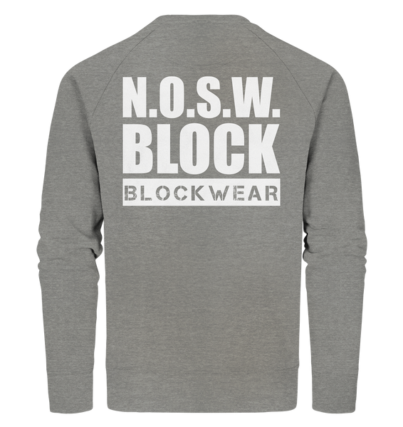 N.O.S.W. BLOCK Sweater "N.O.S.W. BLOCK BLOCKWEAR" Männer Organic Sweatshirt mid heather grau