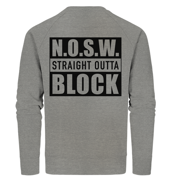 N.O.S.W. BLOCK Hoodie "CASUAL BLOCKWEAR" beidseitig bedruckter Männer Organic Sweatshirt mid heather grau