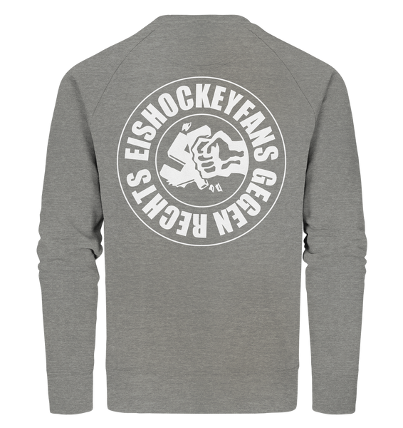 N.O.S.W. BLOCK Gegen Rechts Sweater "EISHOCKEYFANS GEGEN RECHTS" beidseitig bedrucktes Männer Organic Sweatshirt mid heather grau