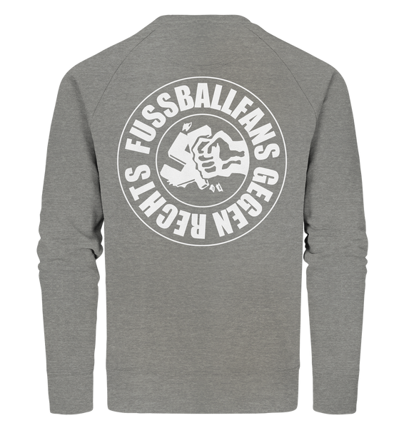 N.O.S.W. BLOCK Gegen Rechts Sweater "FUSSBALLFANS GEGEN RECHTS" beidseitig bedruckter Männer Organic Sweatshirt mid heather grau