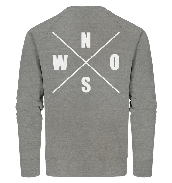 N.O.S.W. BLOCK Sweater "N.O.S.W. ICON" @ Front & Back Männer Organic Sweatshirt mid heather grau