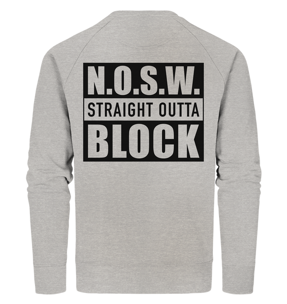 N.O.S.W. BLOCK Hoodie "CASUAL BLOCKWEAR" beidseitig bedruckter Männer Organic Sweatshirt heather grau