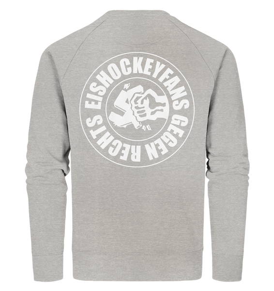 N.O.S.W. BLOCK Gegen Rechts Sweater "EISHOCKEYFANS GEGEN RECHTS" beidseitig bedrucktes Männer Organic Sweatshirt heather grau