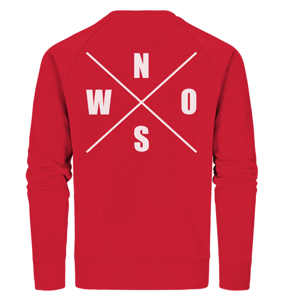 N.O.S.W. BLOCK Sweater "N.O.S.W. ICON" @ Front & Back Männer Organic Sweatshirt rot