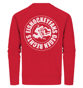 N.O.S.W. BLOCK Gegen Rechts Sweater "EISHOCKEYFANS GEGEN RECHTS" beidseitig bedrucktes Männer Organic Sweatshirt rot