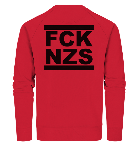 N.O.S.W. BLOCK Gegen Rechts Sweater "FCK NZS" beidseitig bedrucktes Männer Organic Sweatshirt rot