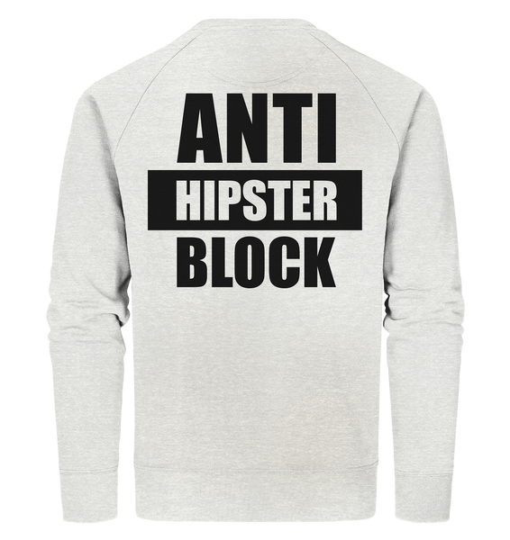 N.O.S.W. BLOCK Fanblock Sweater "ANTI HIPSTER BLOCK" Männer Organic Sweatshirt creme heather grau