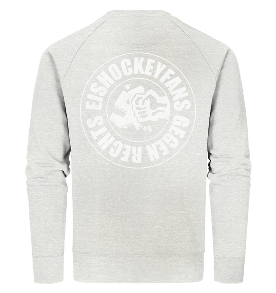 N.O.S.W. BLOCK Gegen Rechts Sweater "EISHOCKEYFANS GEGEN RECHTS" beidseitig bedrucktes Männer Organic Sweatshirt creme heather grau