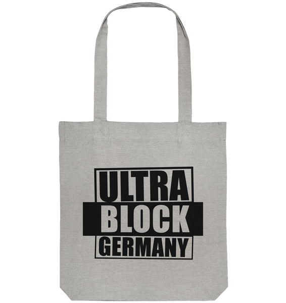 N.O.S.W. BLOCK Ultras Tote-Bag "ULTRA BLOCK GERMANY" beidseitig bedruckte Organic Baumwolltasche heather grau