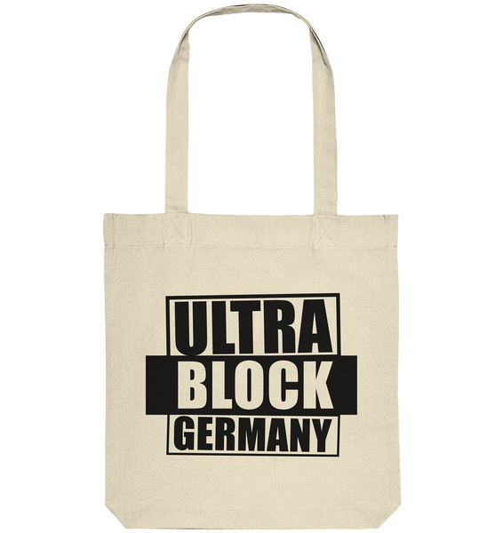 N.O.S.W. BLOCK Ultras Tote-Bag "ULTRA BLOCK GERMANY" beidseitig bedruckte Organic Baumwolltasche natural