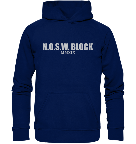 N.O.S.W. BLOCK Hoodie "MMXIX" Damen Basic Kapuzenpullover navy