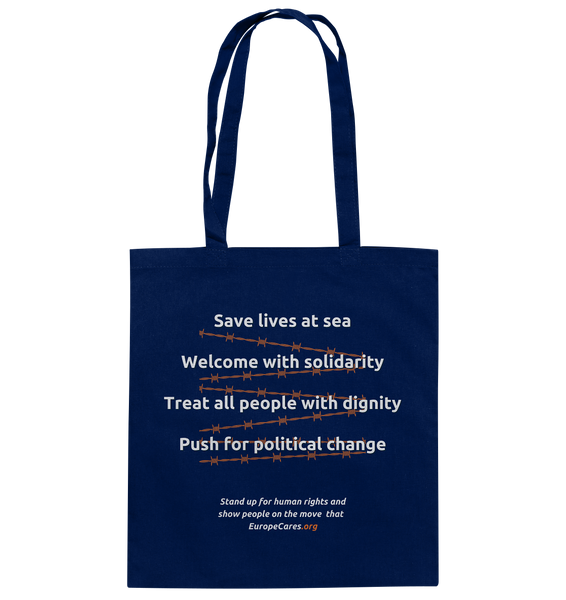 Europe Cares "STAND UP FOR HUMAN RIGHTS" Baumwolltasche navy