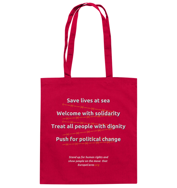 Europe Cares "STAND UP FOR HUMAN RIGHTS" Baumwolltasche rot