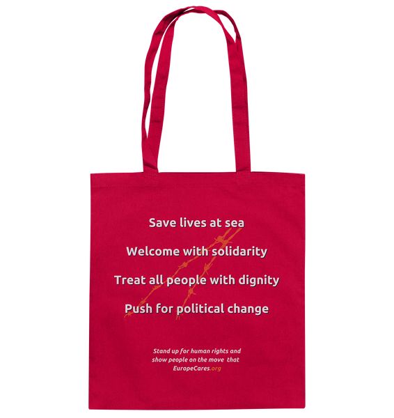 Europe Cares "Save lives at sea" Baumwolltasche rot