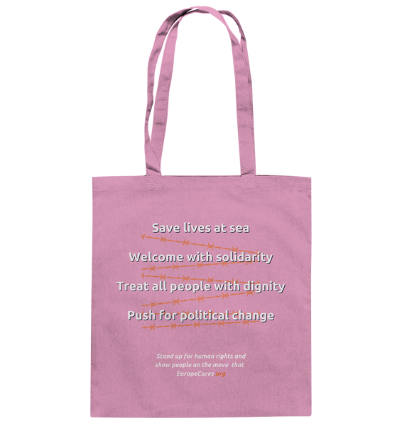 Europe Cares "STAND UP FOR HUMAN RIGHTS" Baumwolltasche pink