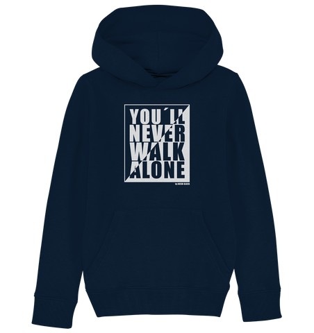 N.O.S.W. BLOCK Fanblock Hoodie "YOU`LL NEVER WALK ALONE" Kids UNISEX Organic Kapuzenpullover navy