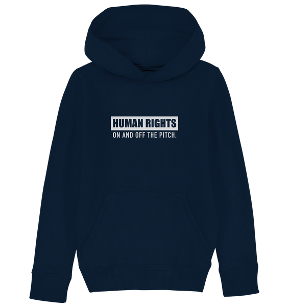N.O.S.W. BLOCK Fanblock Hoodie "HUMAN RIGHTS ON AND OFF THE PITCH" Kids Organic Kapuzenpullover navy