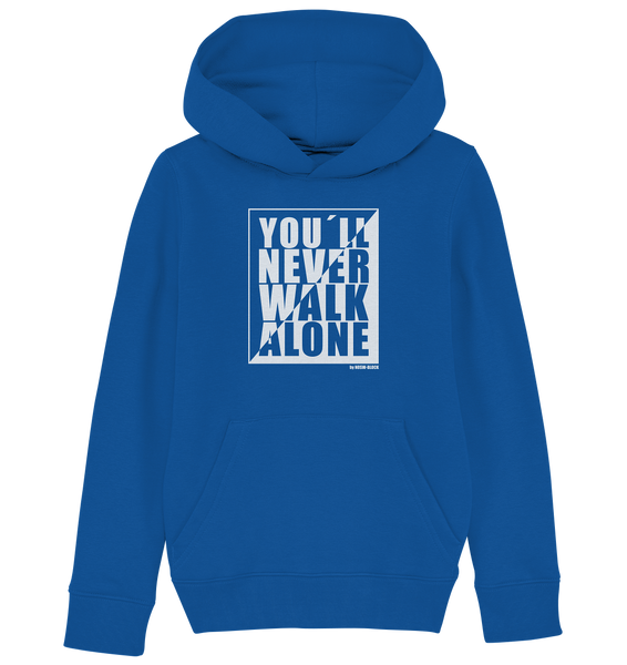 N.O.S.W. BLOCK Fanblock Hoodie "YOU`LL NEVER WALK ALONE" Kids UNISEX Organic Kapuzenpullover blau