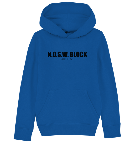 N.O.S.W. BLOCK Hoodie "N.O.S.W. BLOCK ATHLETICS" Kids Organic Kapuzenpullover blau
