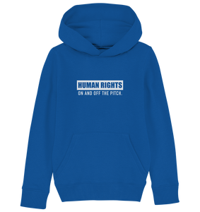 N.O.S.W. BLOCK Fanblock Hoodie "HUMAN RIGHTS ON AND OFF THE PITCH" Kids Organic Kapuzenpullover blau