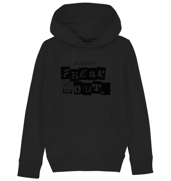 N.O.S.W. BLOCK Fanblock Hoodie "FREAK OUT." Kids Organic Kapuzenpullover schwarz