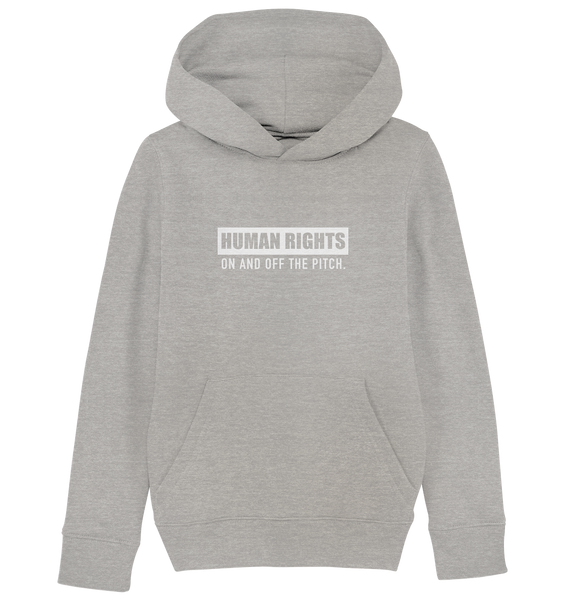 N.O.S.W. BLOCK Fanblock Hoodie "HUMAN RIGHTS ON AND OFF THE PITCH" Kids Organic Kapuzenpullover heather grau