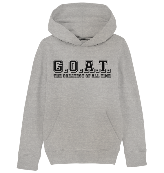 N.O.S.W. BLOCK Teamsport Hoodie "THE GREATEST OF ALL TIME" Kids Organic Kapuzenpullover heather grau