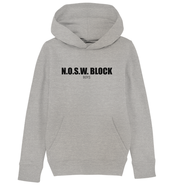 N.O.S.W. BLOCK Hoodie "N.O.S.W. BLOCK BOYS" Kids Organic Kapuzenpullover heather grau