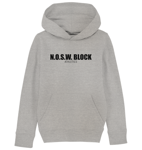 N.O.S.W. BLOCK Hoodie "N.O.S.W. BLOCK ATHLETICS" Kids Organic Kapuzenpullover heather grau