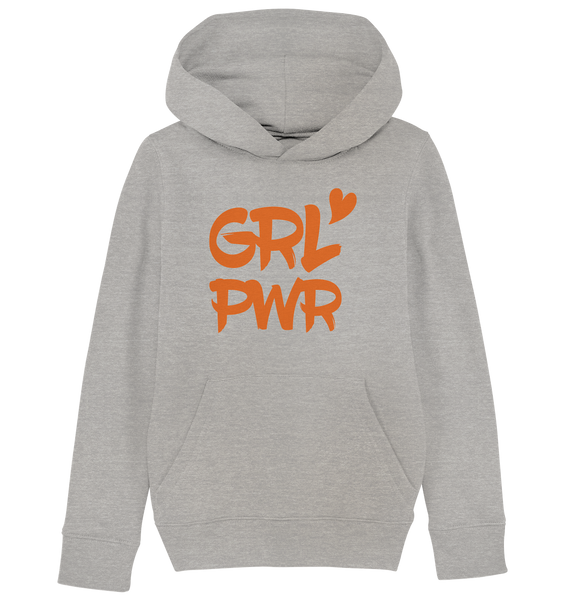 N.O.S.W. BLOCK Kids Hoodie "GRL PWR" Organic Kapuzenpullover heather grau