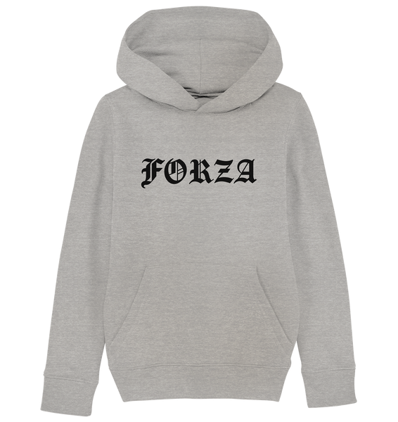 N.O.S.W. BLOCK Fanblock Shirt "FORZA" Kids UNISEX Organic Kapuzenpullover heather grau