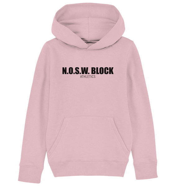 N.O.S.W. BLOCK Hoodie "N.O.S.W. BLOCK ATHLETICS" Kids Organic Kapuzenpullover cotton pink