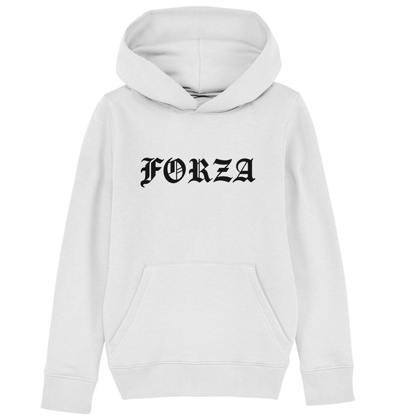 N.O.S.W. BLOCK Fanblock Shirt "FORZA" Kids UNISEX Organic Kapuzenpullover weiss