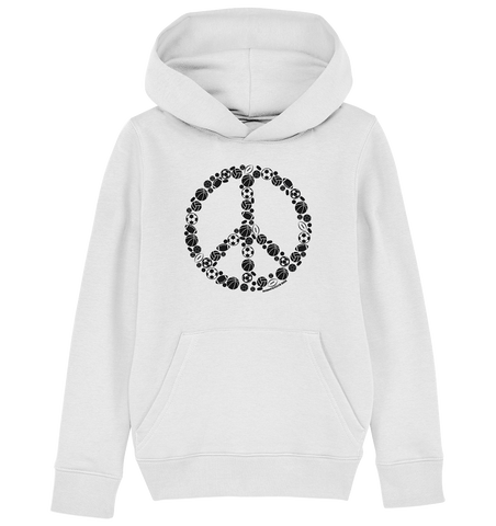 N.O.S.W. BLOCK Hoodie "SPORTS FOR PEACE" Kids Organic Kapuzenpullover weiss