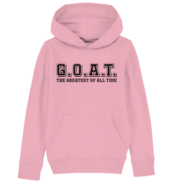 N.O.S.W. BLOCK Teamsport Hoodie "THE GREATEST OF ALL TIME" Kids Organic Kapuzenpullover cotton pink