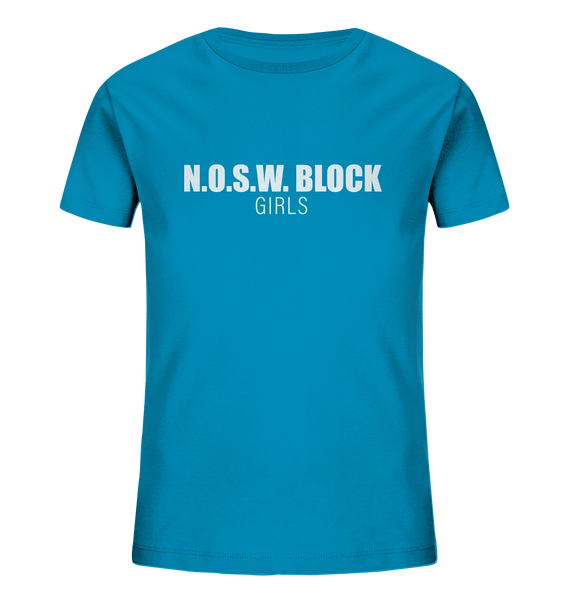 N.O.S.W. BLOCK Shirt "N.O.S.W. BLOCK GIRLS" Kids Girls Organic T-Shirt azur