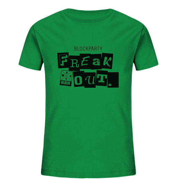 N.O.S.W. BLOCK Fanblock Shirt "FREAK OUT." Kids UNISEX Organic T-Shirt grün