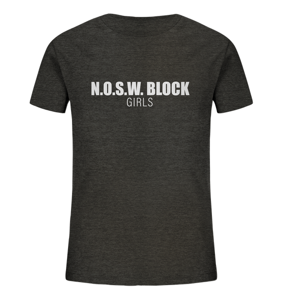 N.O.S.W. BLOCK Shirt "N.O.S.W. BLOCK GIRLS" Kids Girls Organic T-Shirt dark heather grau