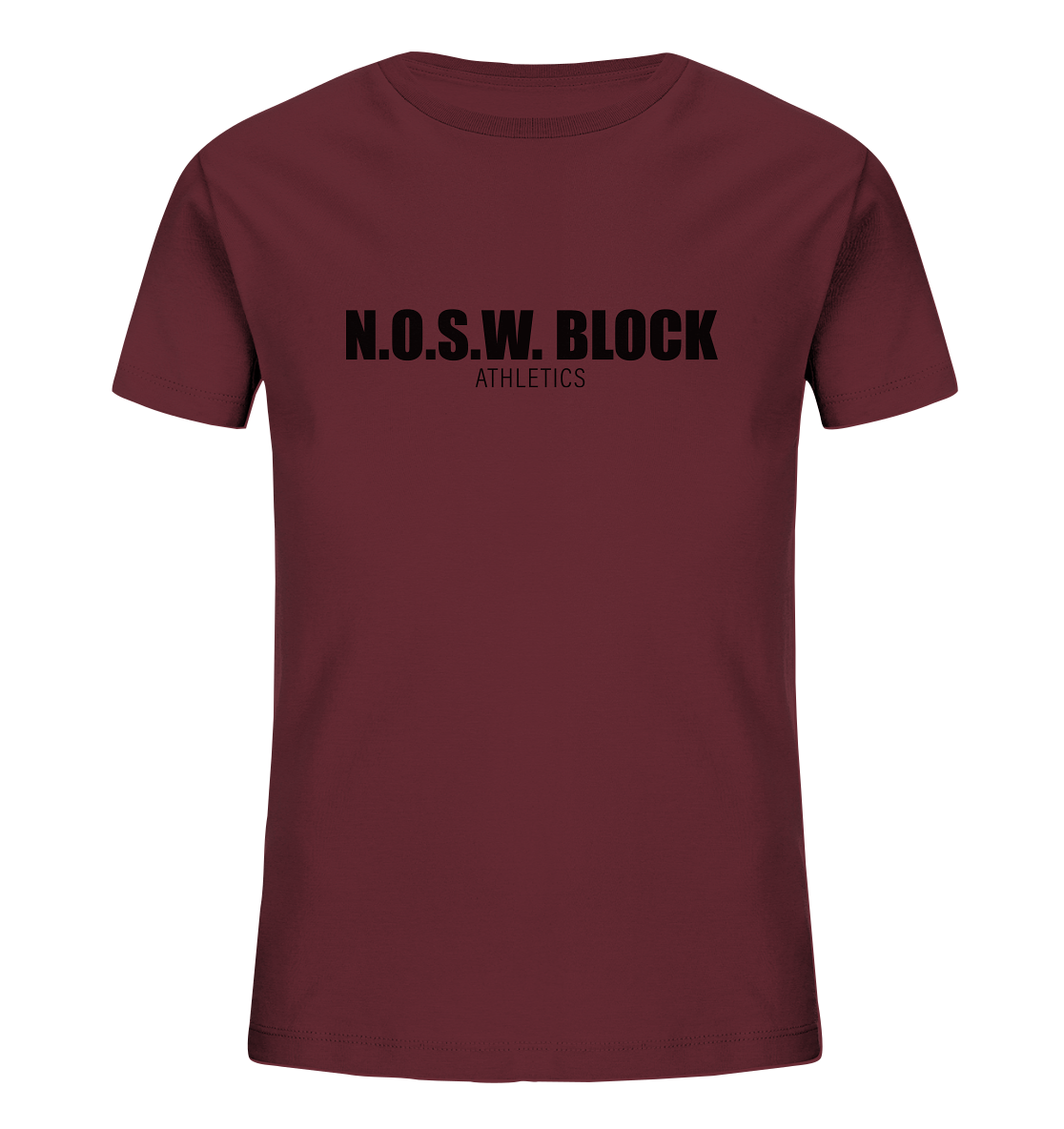 N.O.S.W. BLOCK Shirt "N.O.S.W. BLOCK ATHLETICS" Kids Organic T-Shirt weinrot