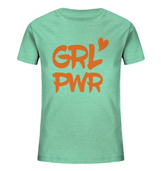 N.O.S.W. BLOCK Hoodie "GRL PWR" Girl Kids Organic T-Shirt mid heather green