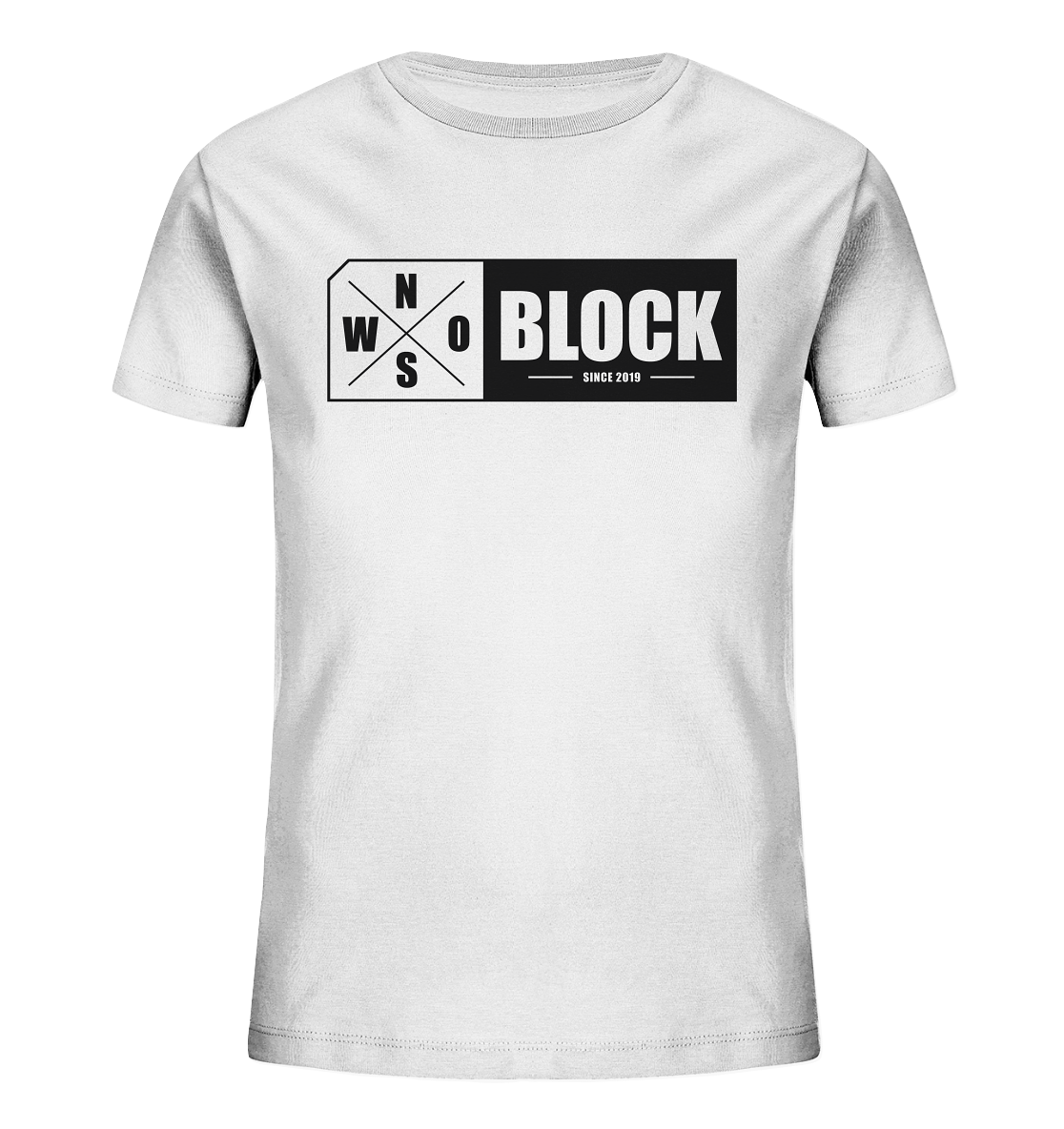 N.O.S.W. BLOCK Logo Shirt Kids UNISEX Organic T-Shirt weiss
