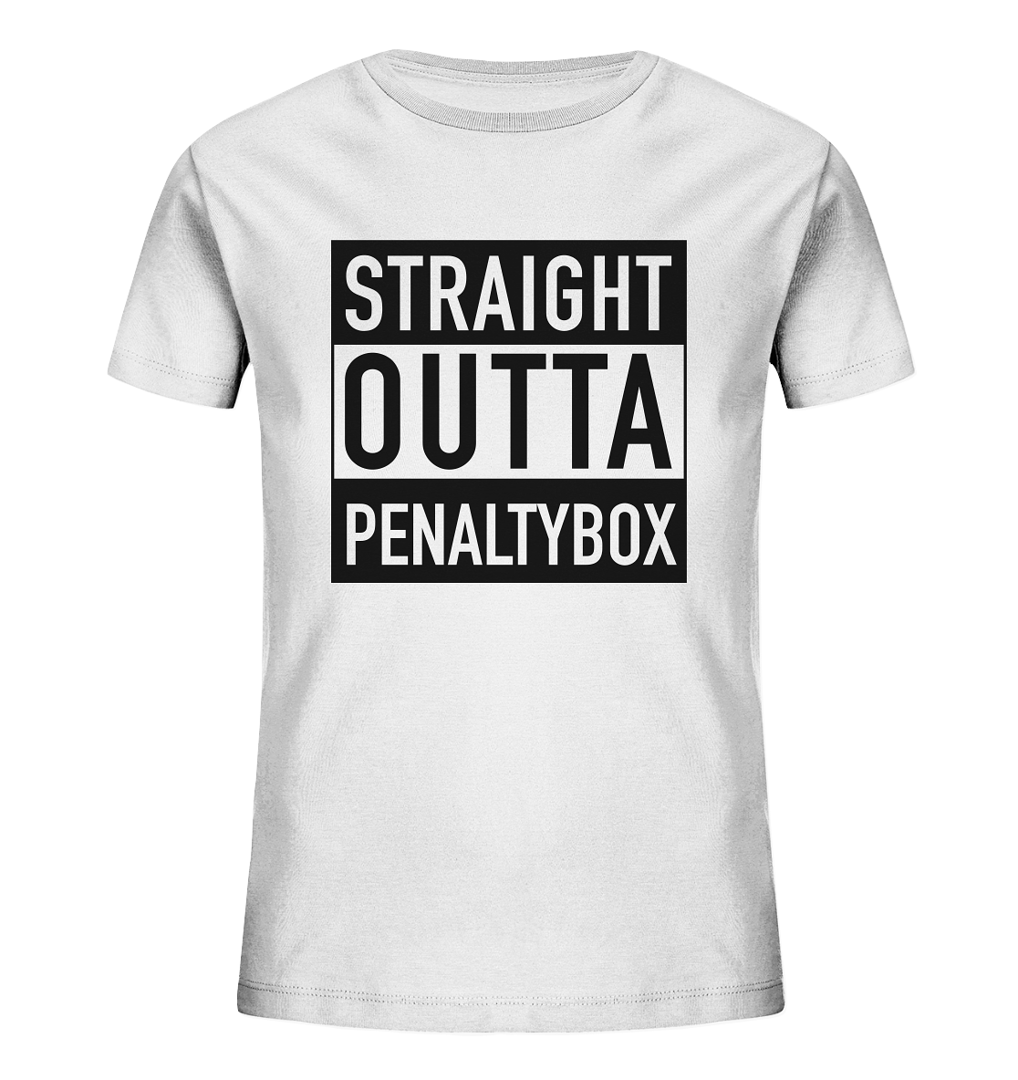 N.O.S.W. BLOCK Fanblock Shirt "STRAIGHT OUTTA PENALTY BOX" Kids Organic UNISEX T-Shirt weiss